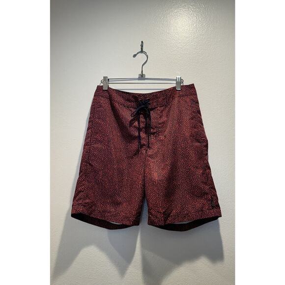 HUF Size 30 Men’s Navy Red Print Board Shorts Swim Trunks Artsy Unlined Resort - Picture 1 of 6